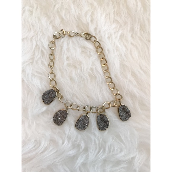 Druzy Quartz Gold Link Necklace - Picture 2 of 2